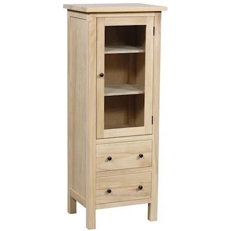 Solid Wood Armoire with Glass Insert Door